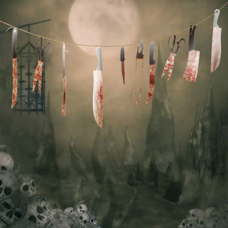 12Pcs Halloween Fake Blood Kni - Cosplay Prop Knife ulasan dan harga