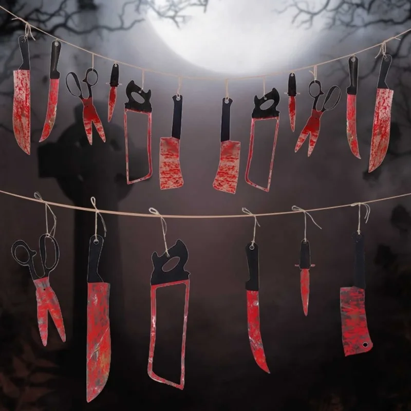 1-10Sets Halloween Blood Knife - Cosplay Prop Knife ulasan dan harga