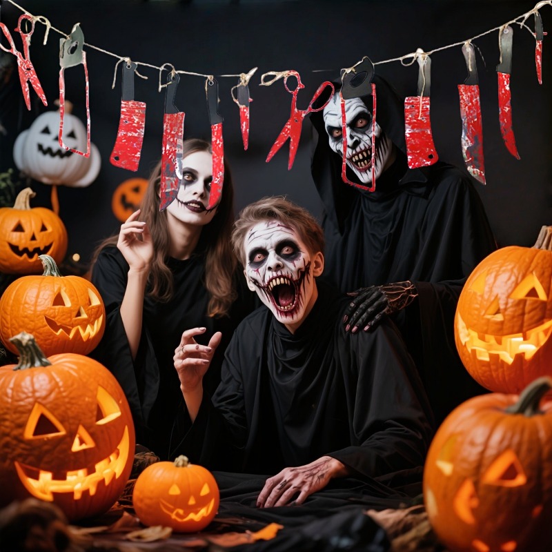 1-10Sets Halloween Blood Knife - Cosplay Prop Knife ulasan dan harga